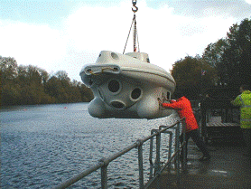 The sub is light enough to hoist out of the water for bad weather